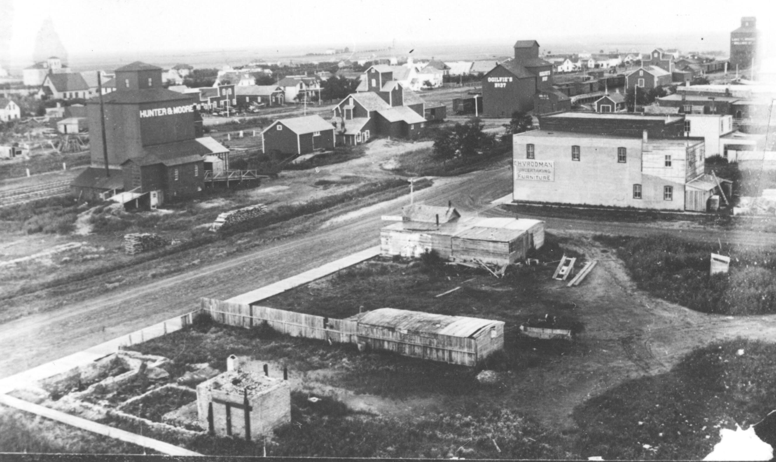 [Scanned photo of South Railway looking northeast toward the railway from the mill]