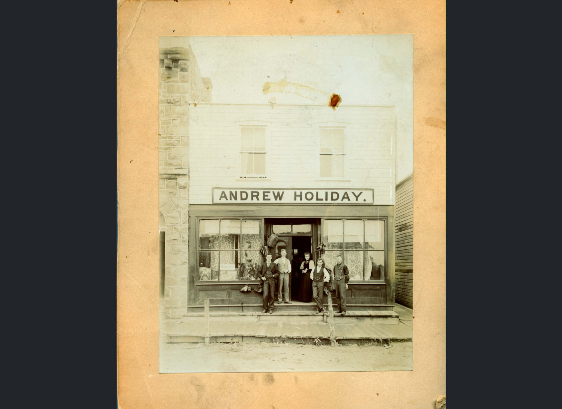 [Scanned photo of the Post Office store (Andrew Holiday)]