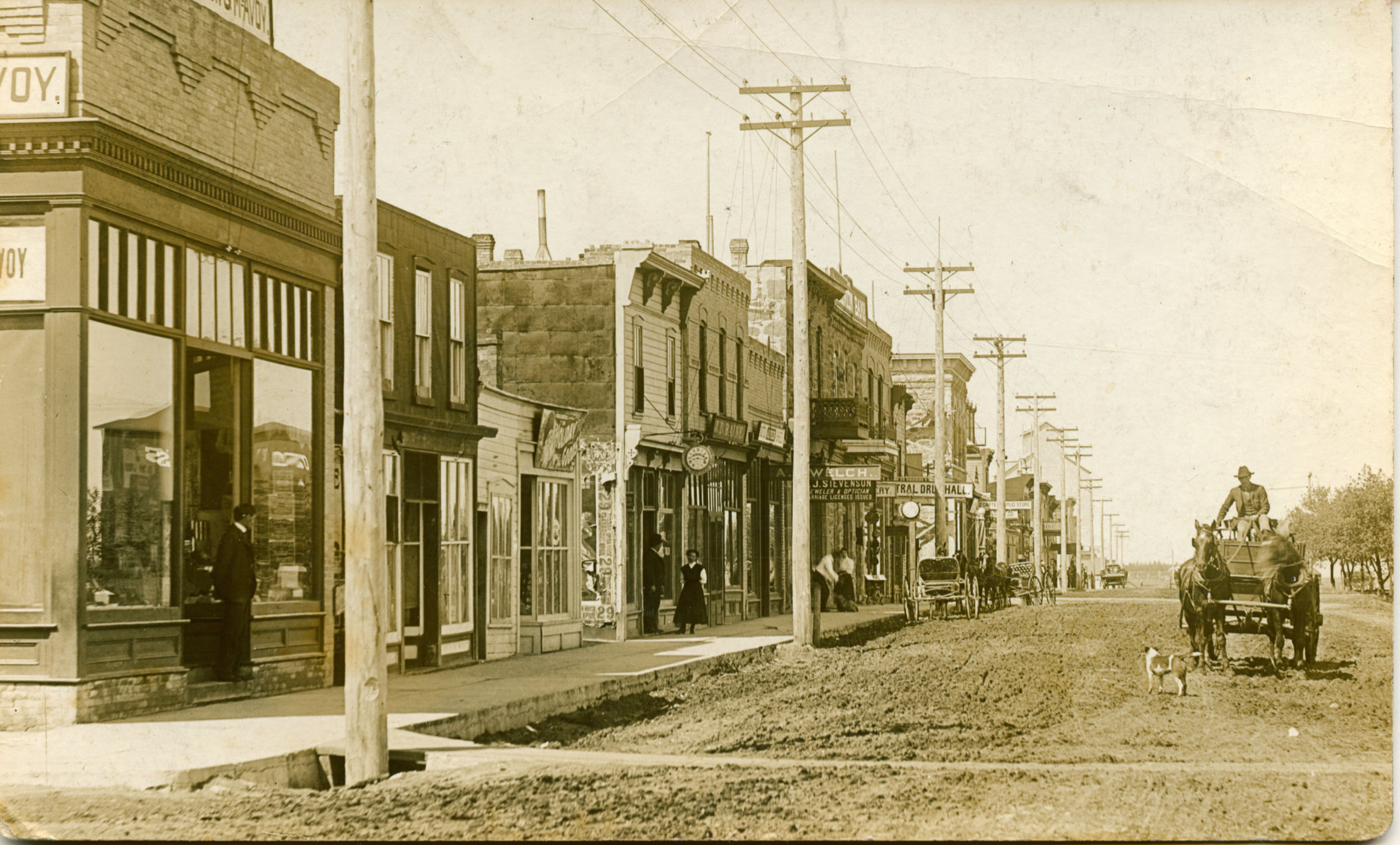 [Scanned photo of South Railway looking West from the Broadway intersection]